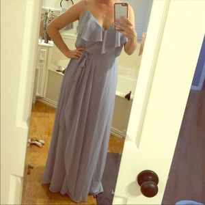 Nouvelle Amsale Bridesmaids dress in rain